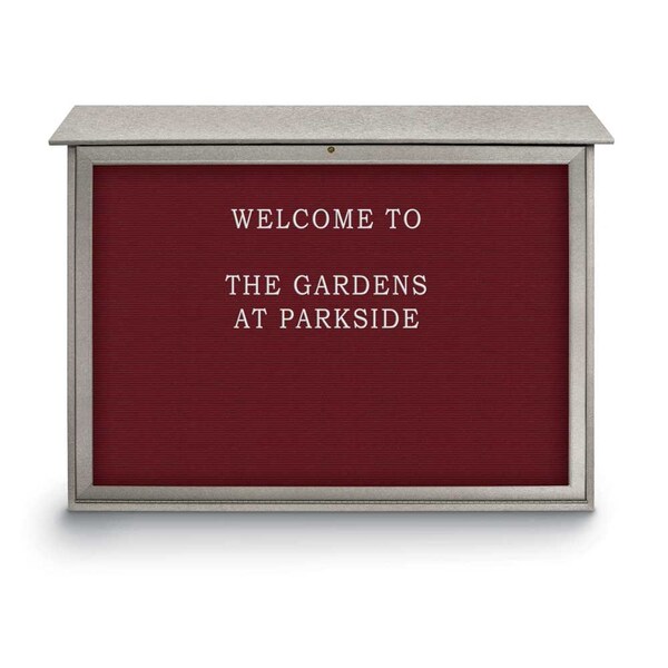 Indoor Enclosed Combo Board, 42"x32", Satin Frame/White Porc & Amethyst